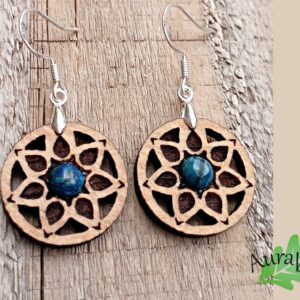 Boucles d’oreilles Rosace Jaspe bleu