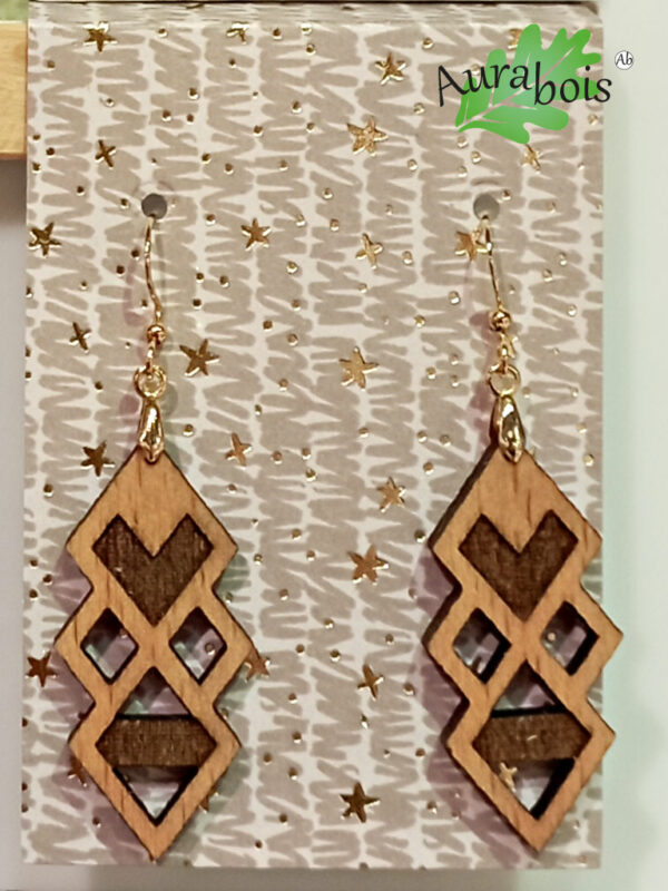 Boucles d'oreilles en bois plaqué or géométrique