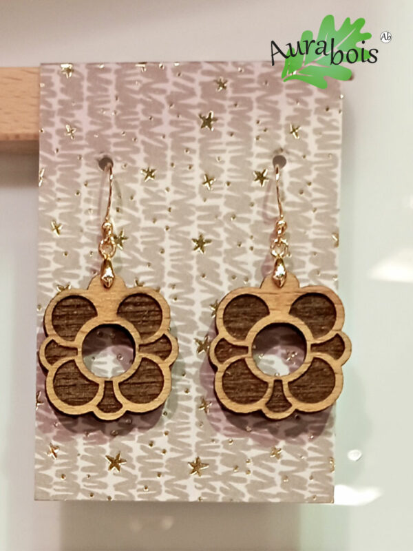 Boucles d'oreilles en bois plaqué or géométrique